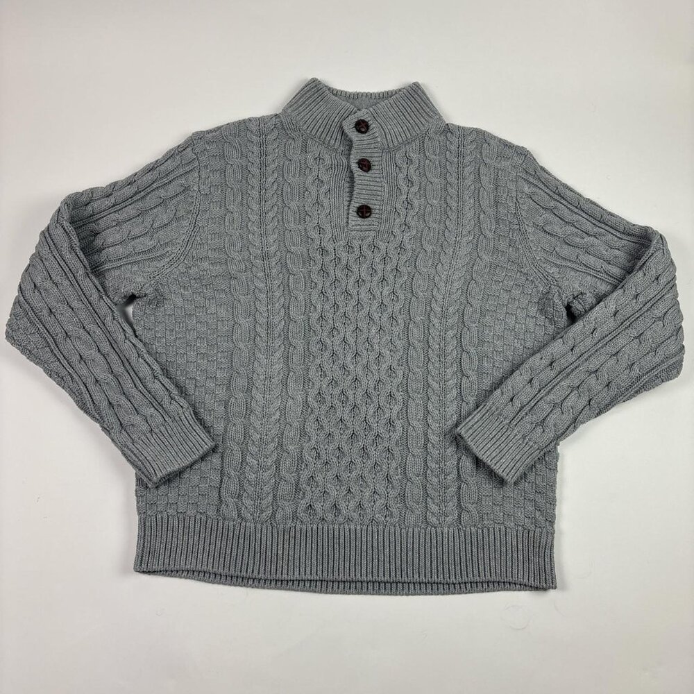 L.L. Bean Gray Cable Knit Cardigan Sweater